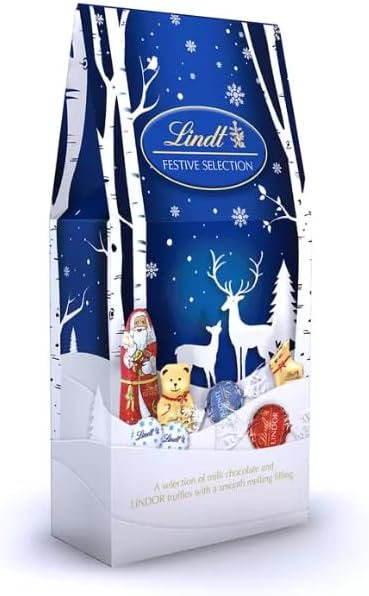 Lindt Festive Selection Pouch 650g – Milk Chocolate & Lindor Truffles Gift Bag