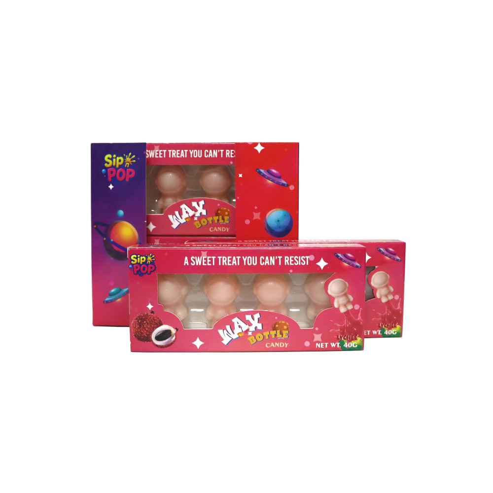 Sip n POP Vegan Wax Candy Space Man Lychee Flavour pack of 12 theatre box